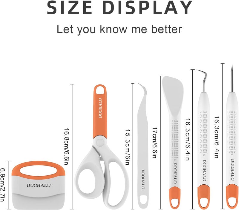 DOOHALO Vinyl Weeding Scrapbooking Tools Compatible with Cricut Tools Crafting Basic Accessories Set Kit for Silhouette Weeding Scraper Spatula Tweezers Scissors Basic Tools Bundle for Sewing - Image 3